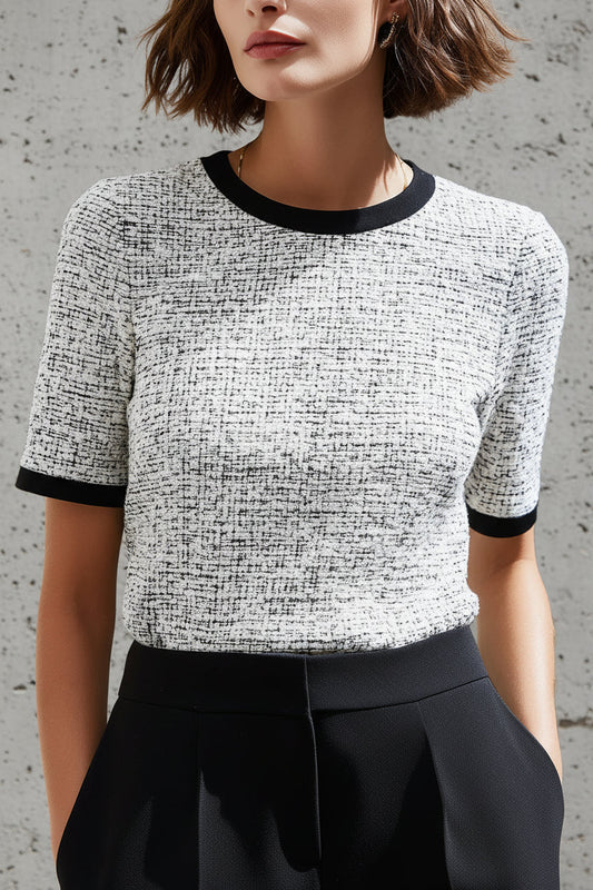 Sevilla · Top bouclé de manga corta con contraste